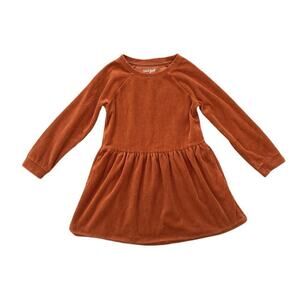 Cat & Jack Orange Ribbed Velour Dress XS/4-5